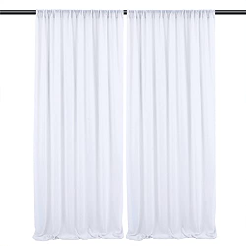 DanLink Lot de 2 mariage arche tenture, mariage voilage blanc, rideaux en mousseline élastique pour décoration de mariage, toile de fond de scène, rideau de gaze blanc 1,5 x 3 m