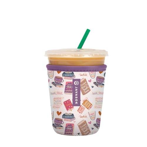 Sok It JavaSok Iced Coffee & Cold Soda Insulated Neoprene Cup Sleeve (Just One More Chapter, Small: 16-20oz)