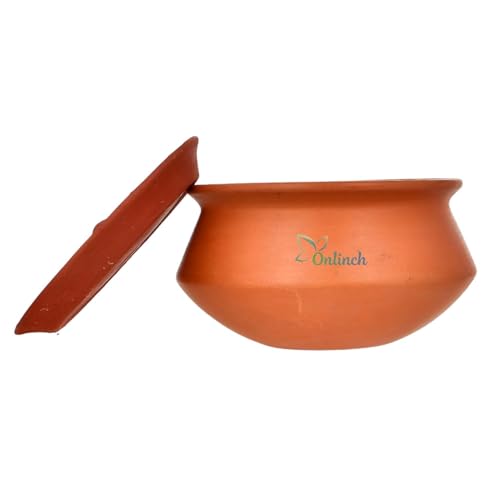 Image of Handmade Clay Curd Pot with Lid | Earthen Yogurt Setting Handi | Mitti Ki Dahi Jamane Ki Handi | Natural & Traditional (2000 Gram)