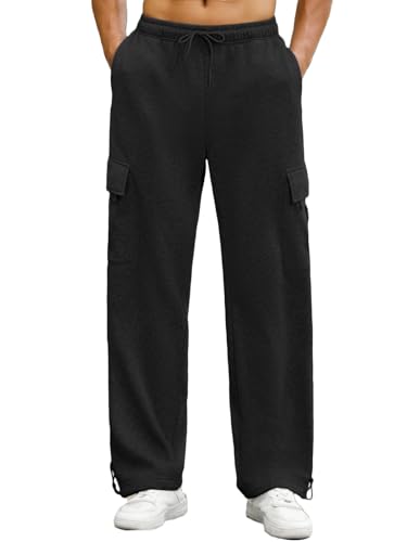 Auxo Mens Sweatpants Open Bottom Baggy Loose Fleece Cargo Sweat Pants Casual Heavyweight Sweatpants with Pockets2