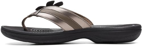 Image of Clarks Womens Breeze Sea Flip-Flop Sandals - Comfortable Flip Flop with Adjustable Hook and Arch Support - Casual Summer Wearing Cloudsteppers for Everyday