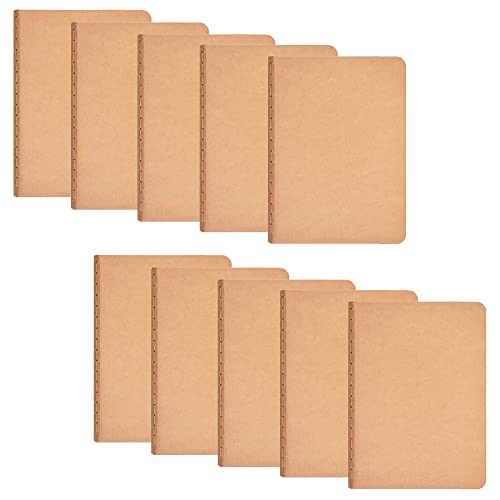 AiYoYo 10 STK Klein Notizblock Mini Notizbuch Kraft Cover Notizhefte blanko(30Blatt) Vokabelheft 14.0x10.0cm Notizbücher Schulhefte(100g/m²) Gut für Memos Skizzen Graffiti Cover