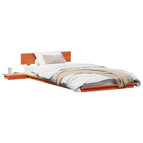 vidaXL Estructura de Cama Marrón 80 x 200 cm Madera, Decoración de Dormitorio Moderna, Cama Rectangular con mesita, Muebles de Madera, Estilo Minimalista