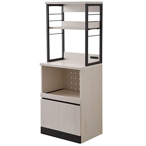 リーテンスタッド 組立式 スライド棚付き キッチンキャビネット 幅60.2cm 奥行45㎝ 高さ155.3㎝ ホワイトオーク色 Z4-wobk