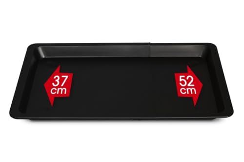 FORMEGOLOSE, Bandeja de horno rectangular extensible 33x38/52 cm, Acero con revestimiento antiadherente, Negro