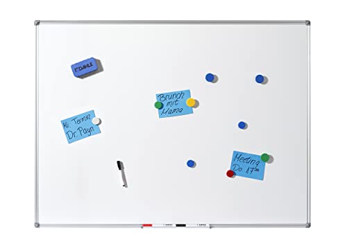 Dahle 96151 Basic Whiteboard (Beschreibbare Magnettafel in stabilem Alurahmen, 60 x 90 cm)