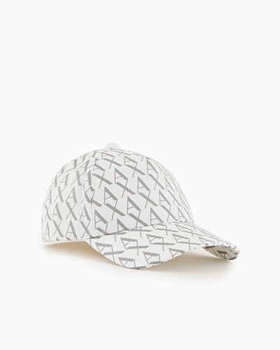 Armani Exchange Herren All Over Ax Logo Baseball Hat Baseballkappe, Cremefarben/Asche, Einheitsgröße