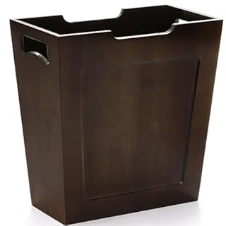 TOPZEA Bamboo Waste Basket, Rectangular Narrow Trash Can with Handles, Natural Wooden Wastebasket Small Garbage Can Slim Trash Can for Bathroom, Bedroom, Kitchen, Craft Room, Office, RVs, 10.5"x6"x11"