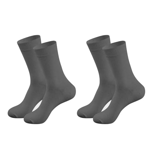 Image of MUKHAKSH (Pack of 2 Pairs = 4 School Socks Boys Cotton Lycra Dark Grey Calf Length School Socks