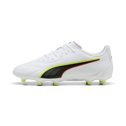 PUMA Unisex King 20 Play FG/AG Fußballschuh, weiß-leuchtendes Rot-Gelb Alert, Größe 42, Puma Weiß Leuchtend rot gelb Alarm, 42.5 EU – Ansicht 1