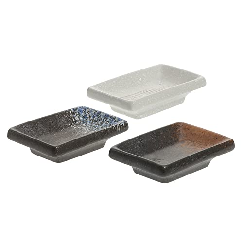 Cabilock 3Pcs Creative Seasoning Bowls Ceramic Saucer Random Pattern Dipping Dishes for Oil Sugar Vinegar Nuts and Condiments Craftsmanship Easy to Clean Versatile Use