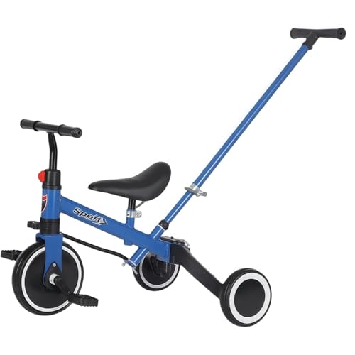 EZweekend子供用三輪車 プッシュバー付き 自転車モード おもちゃ乗用車 イエローカラー ベビーウォーキングサポート 手押し車機能 ペダル自転車 (青です)