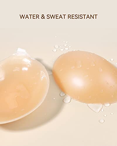 Niidor Adhesive Bra Strapless Sticky Invisible Push Up Silicone Bra For Backless Dress With Nipple Covers Creme #TOP1