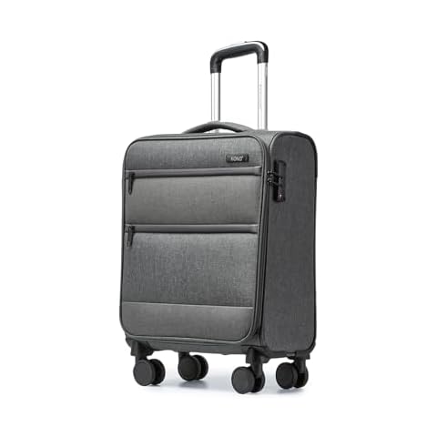 Kono Small Carry On Softside Luggage Airline Approved, with Spinner Wheels & TSA Lock, Drop Resistant Lightweight Suitcase, 20 Inch Grey Cover