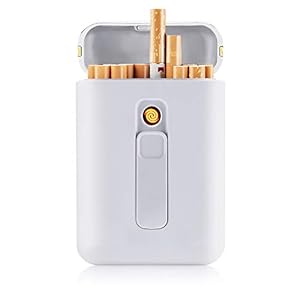SANSH Zigarettenetui mit Feuerzeug, Zigarettenbox, für 20 Stück normale Zigaretten, tragbar, King-Size-Zigaretten, USB…