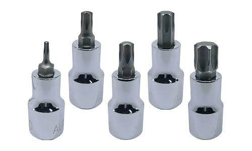 T-10+T-40+T-45+T-50+T-60, Torx Bit Socket, Hardened and Tempered, CRV Steel