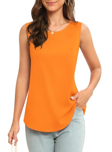 Image of Women's Sleeveless Chiffon Tank Top Business Casual Blouse Tunic Top