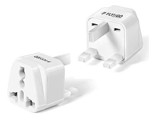 FLYNGO India to UK, UAE, Hong Kong & More (Type G) Travel Adapter Plug - 2 Pack