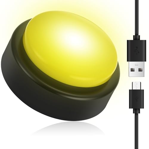 Seenelling 1 Pack USB Recordable Button 240 Seconds Recordable Dance Party Music Button with Light Make Your Own Music Dance Buttons by Uploading Audio Files for Crafter Hobbyists, USB Cable Included
