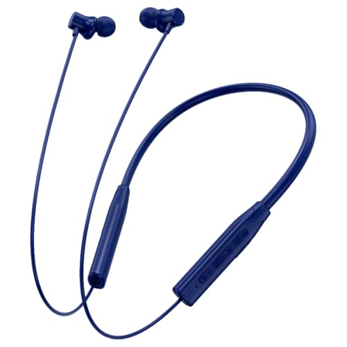 Image of Kratos N7 Bluetooth Neckband with 55H Playtime, Deep Bass, Stereo Sound, HD Calls, Magnetic Earbuds, Voice Assistant, Type-C Fast Charging, Rich Audio, Hollow Switch for Comfort & Style (Blue)