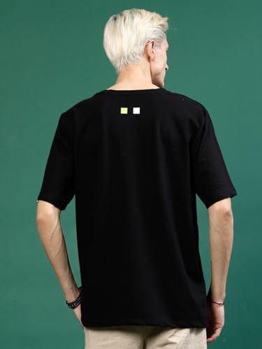 Image of Rigo Back Printed Half Sleeves Round Neck Oversized T-Shirt for Men | Drop Shoulder T-Shirt for Men | Loose Baggy Fit T-Shirt for Men