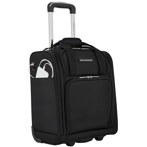 Bagage cabine sous le siège 41 cm compact French Connection noir USB-C