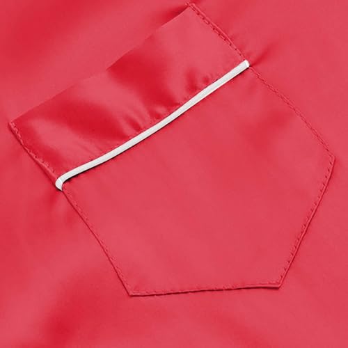 Teen Girls 2pc Satin Short 𝐏ajamas Sets Button Front Collar Shirt Shorts 𝐏𝐉 Soft Lightweight L𝐨ungewear Sl𝐞epwear3