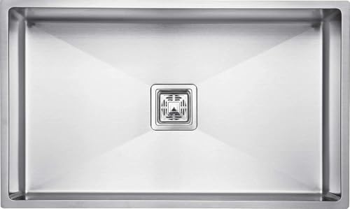 Image of HAPPY HOMES 304 Stainless Steel Kitchen Sink 30 x 18 x10 Matt Finish Single Bowl Kitchen Sink with Nanocoated Undercoating, Sound Dampening |Square Coupling and Metal Fruit Basket