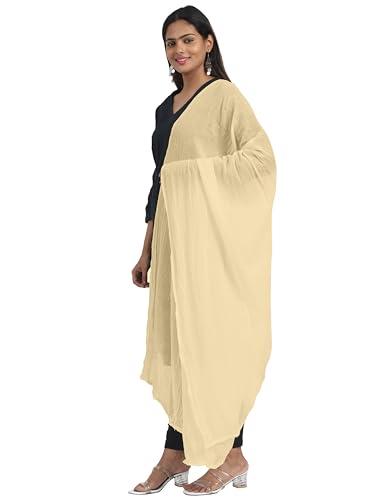 Image of Miraan Solid Pure Cotton Dupatta with Pom Pom Border, 2.25 meters length (DUPCOTTON)