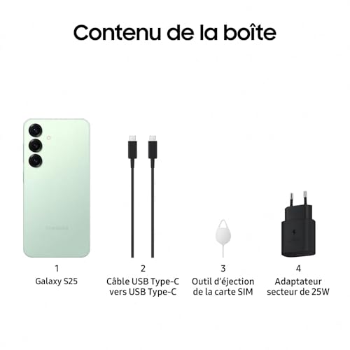 Samsung Galaxy S25 Smartphone Android 5G avec Galaxy AI Chargeur secteur rapide inclus Smartphone déverrouillé Version FR - vue 8