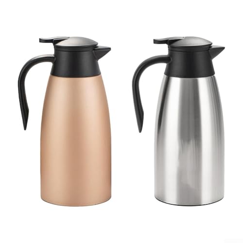 Diseño sofisticado de alta eficiencia de doble pared aislada 2 litros de acero inoxidable contenedor de bebidas (plata)