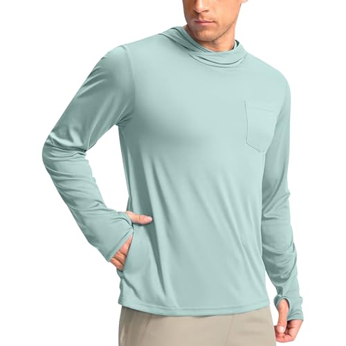 Men's Sun Shirts UPF 50+ Rash Guard Long Sleeve Hoodies Sun Protection Hoodie UV Fishing Lightweight Running Athletic - Main Image