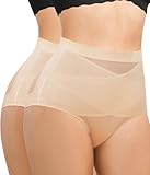 Nebility 2 Piece Tummy Control Shapewear Butt Lifting Underwear for Women Lower Belly Waist Trainer Seamless Faja Body Shaper (Beige 2pk, Medium)