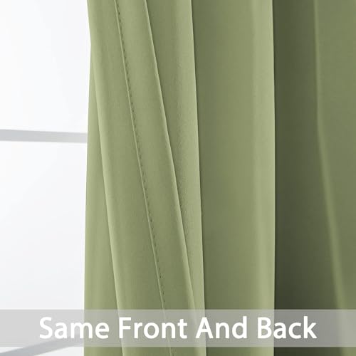 Yakamok Light Blocking Blackout Curtains Thermal Insulated Room Darkening Drapes for Bedroom,Solid Grommet Top Window Drapes, 38x90 Inch, Sage Green, One Pair