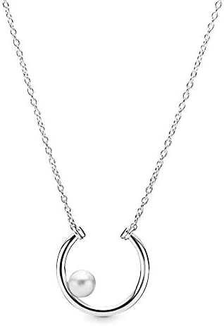 PANDORA Collar de perlas cultivadas en agua dulce con círculo de perlas cultivadas en agua dulce en plata de ley 197 pulgadas Metal Perla cultivada