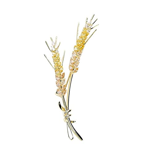Broche blé en zircon anti-glisse pour fixer un col de costume femme sans l'abîmer