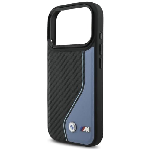 Coque BMW M pour iPhone 17 Pro en Carbone Bleu Compatible MagSafe