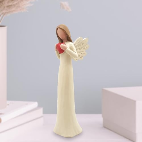 DurableDelights Angel Figurine Holding Heart – Sympathy Memorial Gift & Gift for Mom, Daughter, Sister, Inspirational Angel Statue, Birthday, Remembrance Bereavement Gift Home Decor 7.5 Inch - Thumbnail 2
