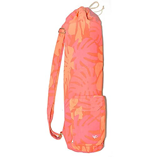 Yoga Mat Bag - Free Trade Certified Carrier Tote Made With Gots Certified Organic Cotton Canvas - Eco Friendly With Drawstring Closure, Adjustable Carry Strap, & Pockets For Men & Women Pink Floral #TOP3