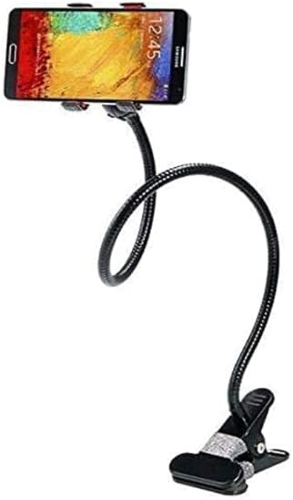 Long Arm Flexible Clip Lazy Bed Desktop Bracket Mount Stand Holder, Black, for Mobile Phone, Adjustable Long Arm Flexible Phone Holder – Black, Universal Clip Mount Stand for Bed, Desk Clip & More