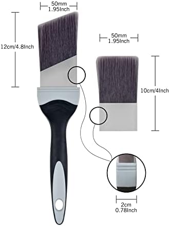 ROLLINGDOG 2 Angled Paint Brush Set - Small Paint Brushes with 3 Magnetic Brush Heads, Rubber Handle for Wall Ceiling Cutting in and Corners Painting