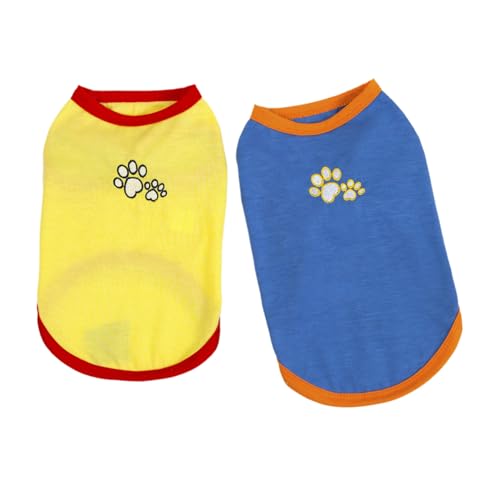 ISUPY かわいい 犬服 Tシャツ 春 夏 小中型犬 タンクトップ ノースリーブ 柔らかい ドッグウェア ベスト 子犬 チワワ 猫服 脱毛保護 洋服 お散歩 ペット用品 (L,ブルー)
