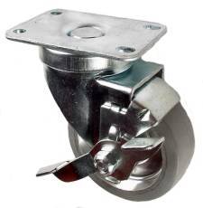 Mapp Caster Q523501RALTL, 3-1/2 x 1-1/4 Grey Rubber on Aluminum Swivel Caster with Brake- 255 lbs. Capacity