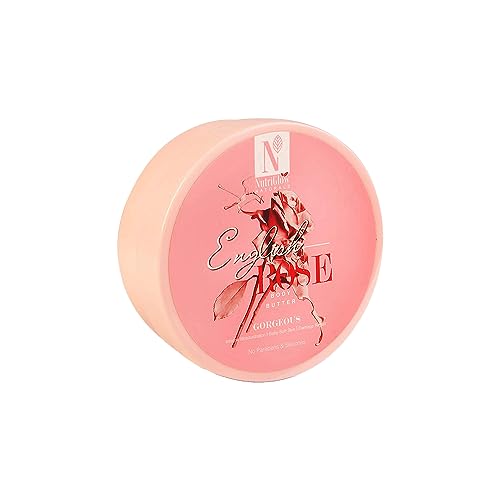NUTRIGLOW Natural's English Rose Body Butter Cream with Rose Extracts, Deep Nourishing, Moisturizing Healthy Glowing Skin, Anti-aging Dark Spots & Skin Treatment, 7.05 Oz