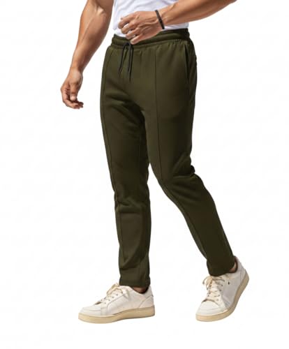 WildHorn Regular Track Pant for Men | Track Pants | | Cotton Lycra Blend Joggers | Elastic Waist with Drawstring | Casual & Gym Wear (in, Alpha, M, Regular, Olive)