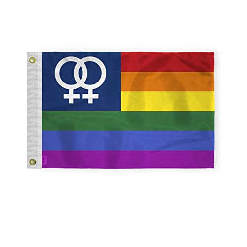AGAS Double USA Venus Boat Nautical Flag 12x18 Inch - Printed 200D Nylon - Brass Grommets Fade Proof Vivid Colors - Small Double Venus Pride flag for Bike Car