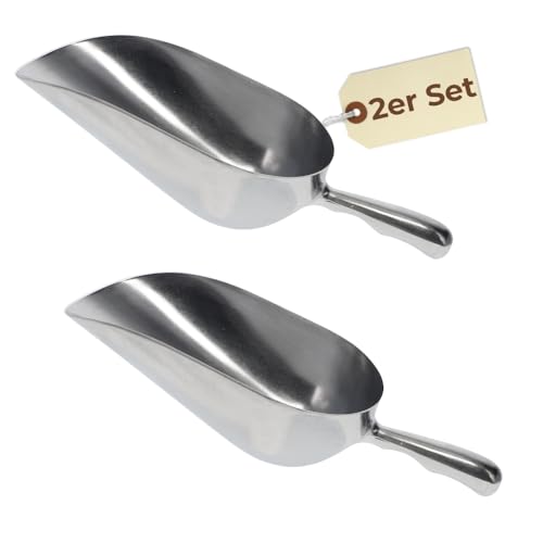 2er Set Futterschaufel Aluminium 1200 ml Mehlschaufel Eisschaufel Abwiegeschaufel Sackschaufel Getreideschaufel Schaufel Metall