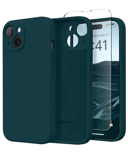 Image of Magnetic for iPhone 13 Case, Compatible with MagSafe, [Full Camera Protection][Screen Protector] Silicone Shockproof Protective Phone Case for iPhone 13 6.1 inch, Deep Blue