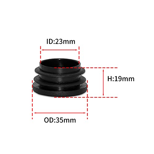 Image of Flyshop 8 Pack Black Plastic Hole Plug Round Tubing End Cap Chair Glide Inserts 35 mm, 1-3 /8 inch