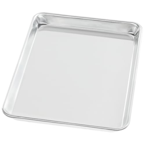 Chef Approved 18" Wide Aluminum Sheet Pan | Professional Quarter Size Heavy Duty Baking Bread Bun with Rectangular Shape for Restaurant Kitchen Pantry | Closed Bead, 13"W x 9.5"D x 1.13"H, 20-Gauge